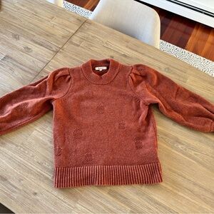 Rust Sweater with Puff Sleeves
